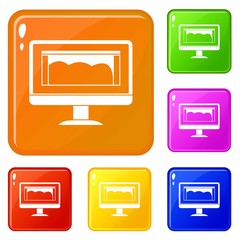 Poster - Drawing monitor icons set collection vector 6 color isolated on white background