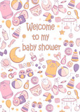Fototapeta Dinusie - Vector baby shower invitation