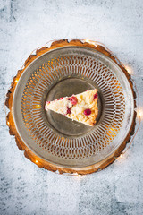 Wall Mural - Slice of Cranberry Bar on Metal Plate with Vintage Fork