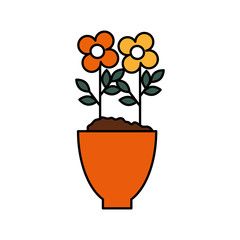 Poster - flowers houseplant in pot natural icon