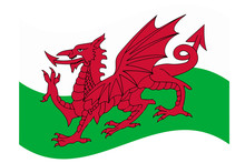 Waves Flag Of Wales Vector Illustration