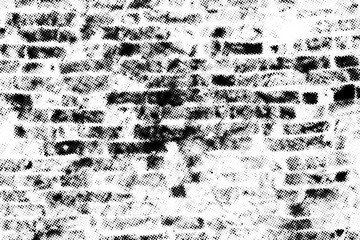 Poster - Halftone vector brick wall texture overlay. Monochrome abstract splattered background.