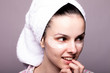 © Диана Шиловская - beautiful girl in a towel on her head, with patches under her eyes