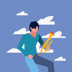 Sticker - musician man trumpet playing instrument