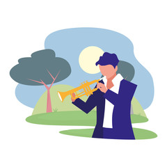 Poster - musician man trumpet playing instrument