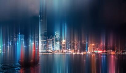 Abstract vertical motion blur city  effect for background