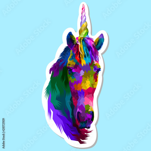 Fotomural sticker of colorful unicorn