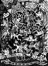 Illustration  ,Hand Drawn Doodle Of Crazy People In The City Psychedelic Doodles