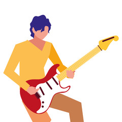 Sticker - musician man electric guitar playing