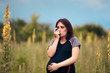 Pregnant Woman with Asthma Inhaler Having a Crisis 
