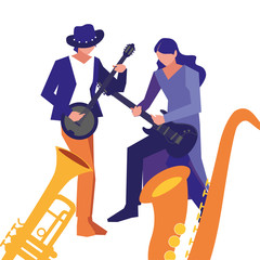 Poster - two male musicians musical instruments