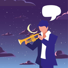 Canvas Print - musician man trumpet playing instrument