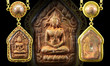 thai amulet gold frame on black background,select focus