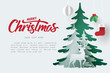 © TAW4 - Paper art of deer and pine forest with Merry Christmas calligraphy