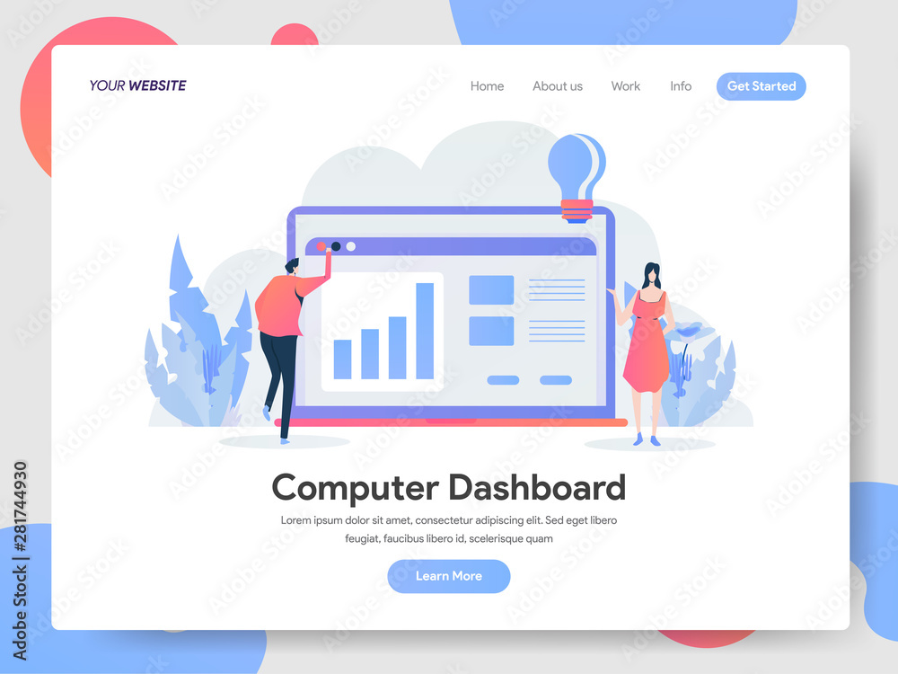 Landing page template of Computer Dashboard Illustration Concept ...