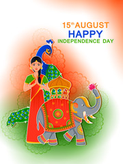 Sticker - 15th August Independence of India tricolor background in vector