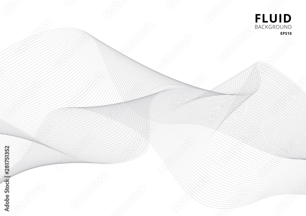 Abstract gray smooth lines curved wavy wave on white background. Design ...