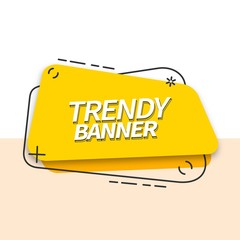 Sticker - Trendy yellow rectangular banner in memphis style. Bright abstract banner for use in web, typography, advertising and marketing.