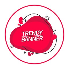 Poster - Bright, red liquid shape banner in Memphis style for use in ad, marketing, web and print. Vector trendy banner.