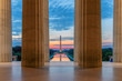Lincoln Memorial and Washington Monument at sunrise in Washington, D.C., USA.