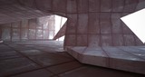 Fototapeta Perspektywa 3d - Empty  abstract room interior of sheets rusted metal. Architectural background. 3D illustration and rendering