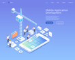 © graphixmania - Mobile application development vector isometric illustrations.