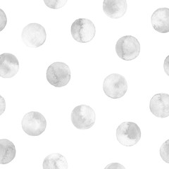 Wall Mural - seamless grey polka dot pattern isolated on white. watercolor illustration.