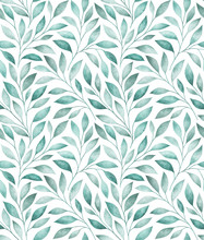 Seamless Pattern With Stylized Tree Branches. Watercolor Illustration.