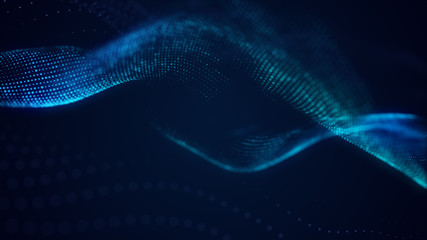 Poster - beautiful abstract wave technology background with blue light digital effect corporate concept