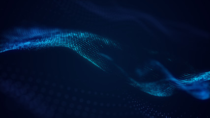 Poster - beautiful abstract wave technology background with blue light digital effect corporate concept