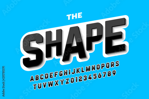 Fotomural 3D style modern font design, alphabet letters and numbers