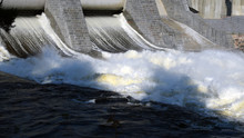 Hydroelectric Power Station Dam Sluice Gate Open.