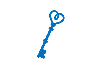 Sticker - Key icon vector ( blue version ), security key icon