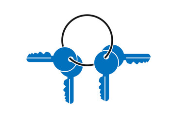 Sticker - The Couple of keys in the key ring vector, key ring icon blue version