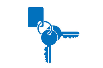 Sticker - Pairs of key in key ring icon vector (blue version)