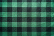 Fabric in a cage. Black and green square pattern. Clothes Empty Background