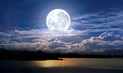 full moon over the sea