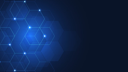 Vector hexagons pattern. Geometric abstract background with simple hexagonal elements. Medical, technology or science design.