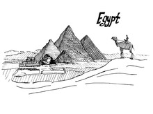 Egyptian Sketch Pen Pyramid Sphinx And Camel With Rider