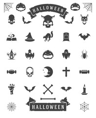 Naklejka na meble Halloween celebration icons and objects set retro style vector illustration.