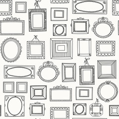 Aufkleber - Various doodle frames. Different shapes. Simple logo. Minimalistic design. Outline drawing. Hand drawn vector seamless pattern. Perfect for wallpapers