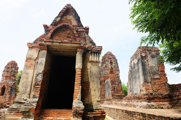 Ayutthaya, Pagoda at Wat Mahathat,One of the famous temple in Ayutthaya,Temple in Ayutthaya Historical Park, Ayutthaya Province, Thailand.UNESCO world heritage