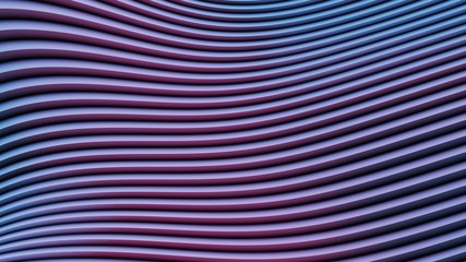 Poster - 3d rendering of abstract fine metal with zigzag pattern surface and retro purple blue light reflecti
