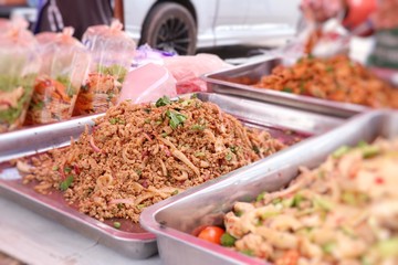 Canvas Print - salad spicy at street food.