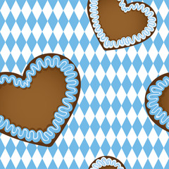 Wall Mural - seamless pattern gingerbread heart bavaria design vector illustration EPS10