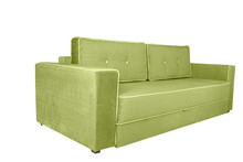 Green Modern Sofa Isolated On White Background, Angle View.