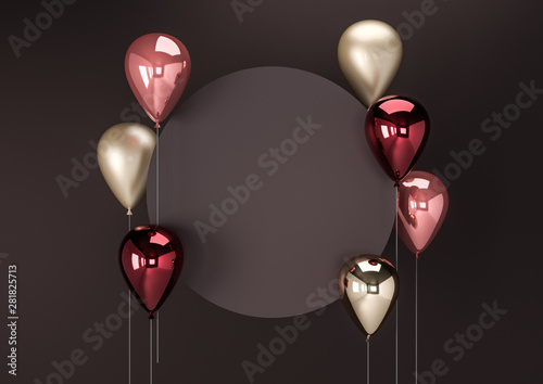 Cuadros en Lienzo Set of colorful balloons with empty space for text