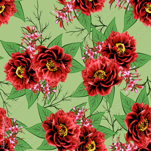 Flower seamless pattern leaf and branches design