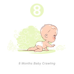Wall Mural - little baby of 10 month. physical, emotional development milestones in first year. cute little baby 