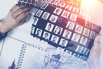 Poster - Hands of people in office, social media
